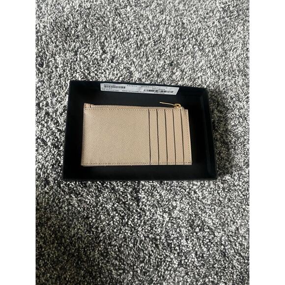 YSL Yves Saint Laurent Cassandre Matelasse Fragments Zipped Card Case Dark Beige - Picture 4 of 14